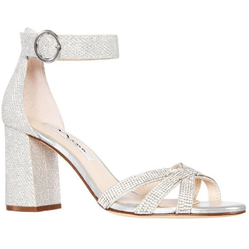 Elegant sandals for evening events with satin finish and embellished details-Sandals with a braided design for texture -Nina Womens Haiden Ankle Strap Dressy Heels