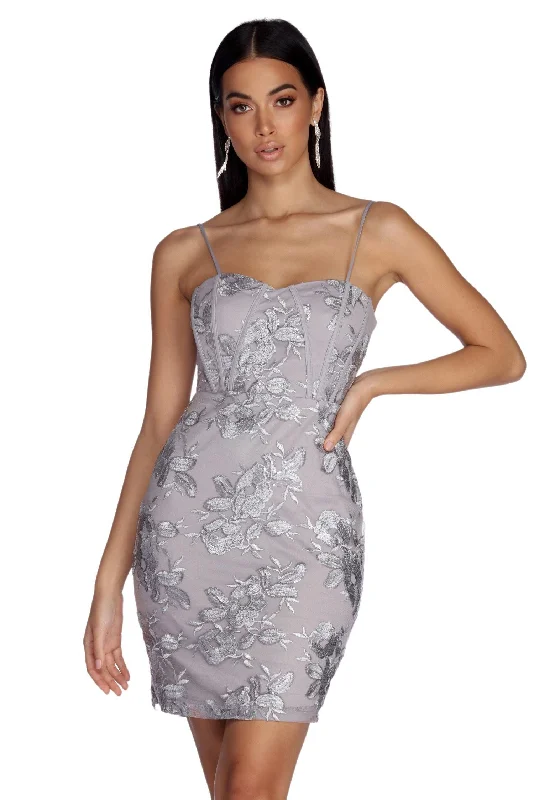 Strapless Dresses for Glamorous -Paisley Formal Embroidered Mini Dress