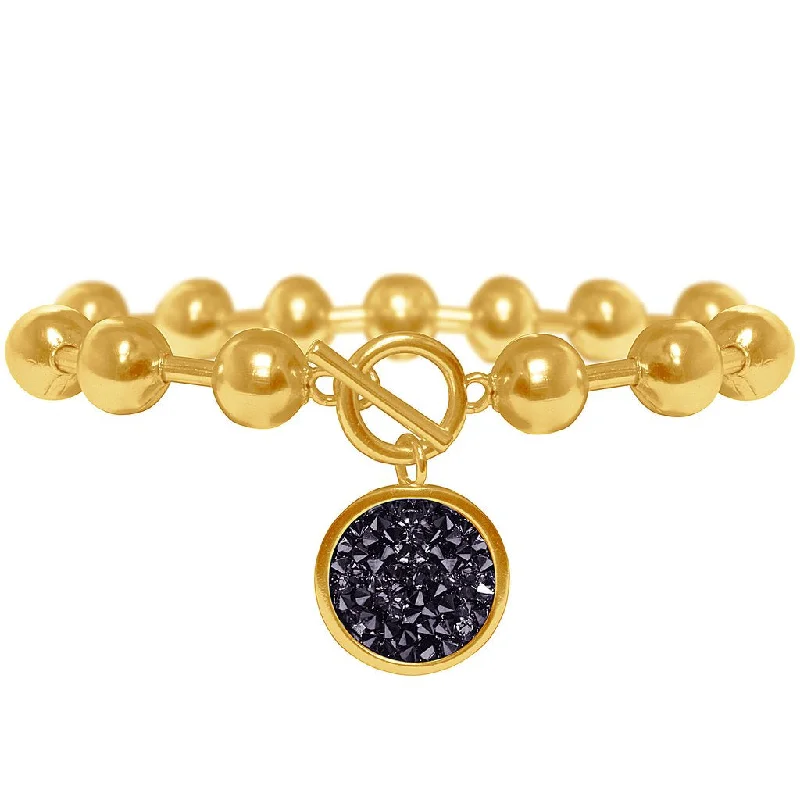 Bangles with herkimer diamonds for raw clarity -Karine sultan Louna charm bracelet in gold-B63001.23