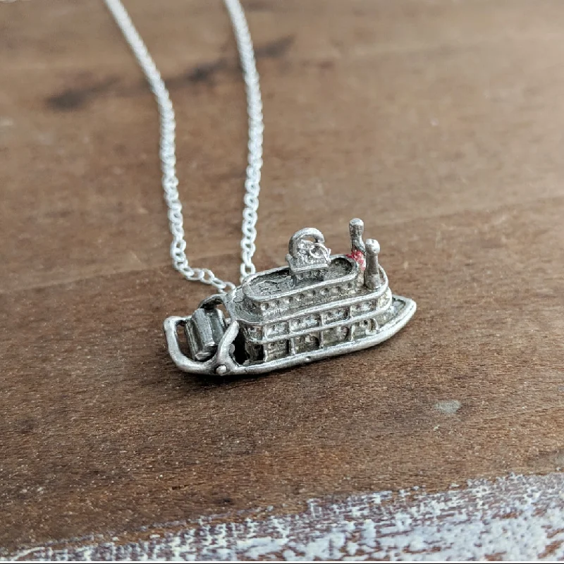 Beautiful necklaces and pendants with diamond halo settings for extra brilliance-Sterling Antique Riverboat Necklace