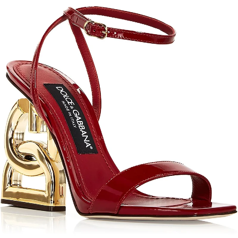 High-heeled sandals for women with strappy details and delicate ankle straps for elegance-Casual sandals for a relaxed look -Dolce & Gabbana Womens Keira Pop Patent Leather Open Toe Heels