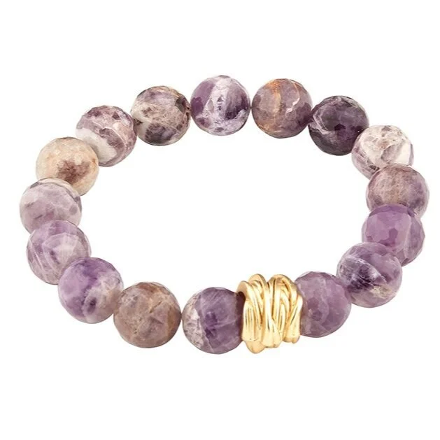 Bangles with blue quartz for cool tones -Crystal Amethyst Stretch Bracelet