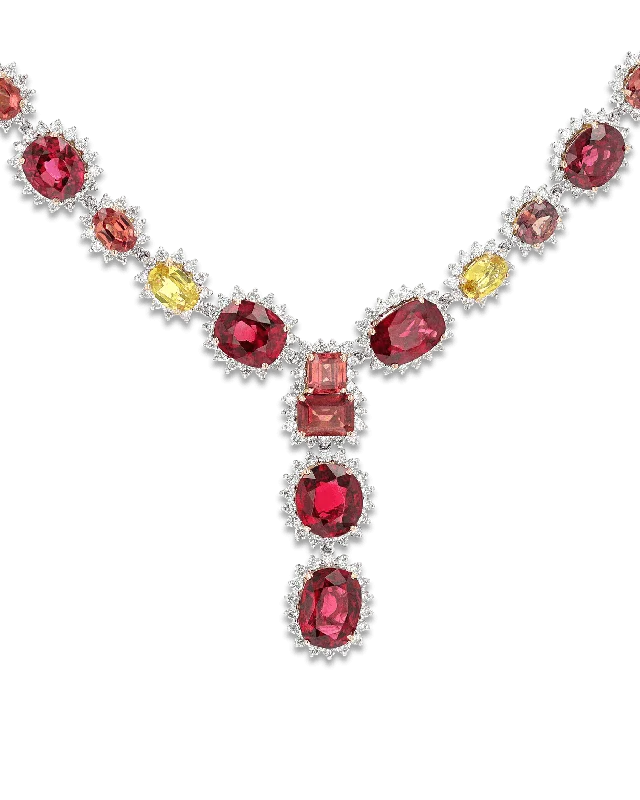 Beautiful necklaces and pendants with natural stones for an earthy, organic vibe-Red Spinel and Colored Sapphire Necklace