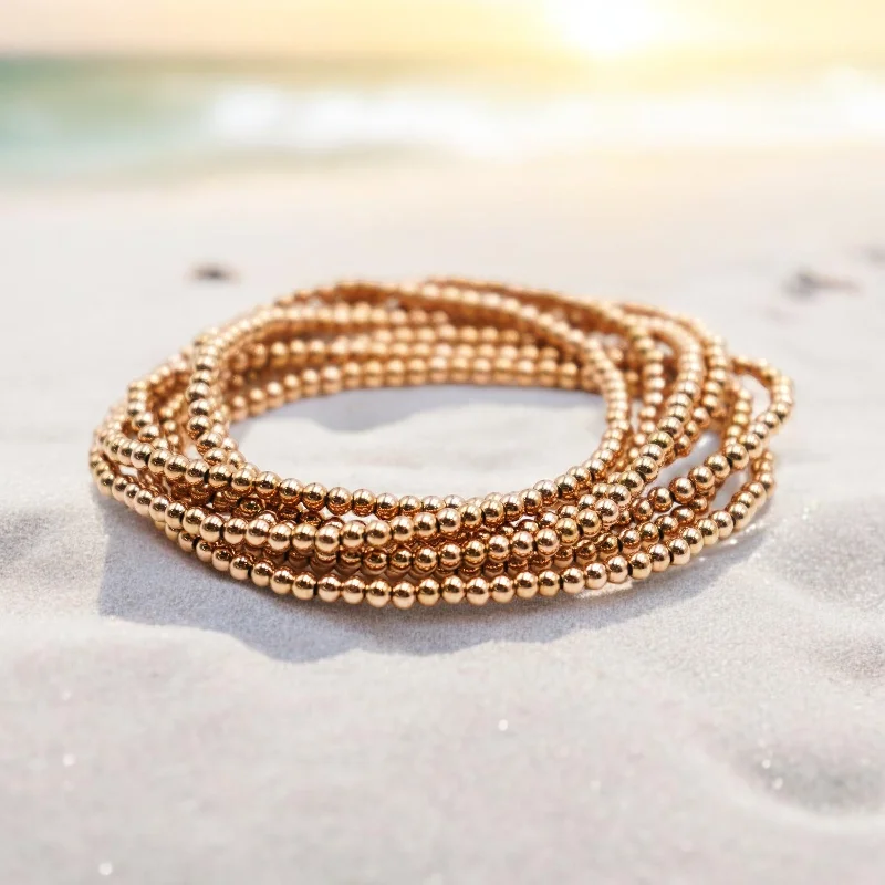 Rose gold bracelets with sleek minimalist designs -Rose Gold Filled 3mm Ball Bracelet | Accent Bracelet