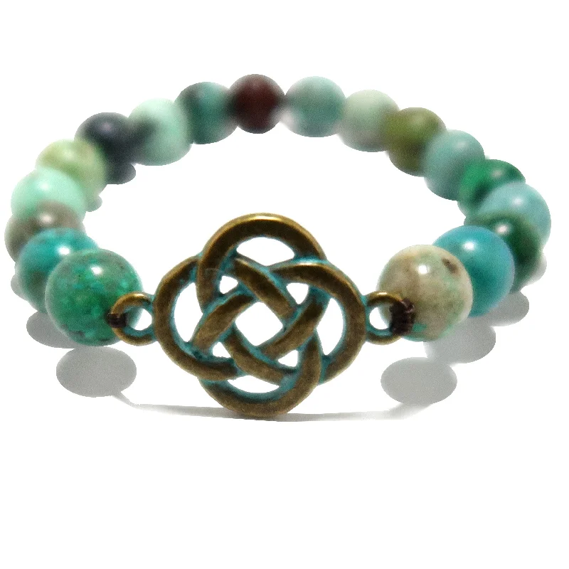 Bracelets with vintage claw-set gemstones -Chrysocolla Bracelet Celtic Cross Connection