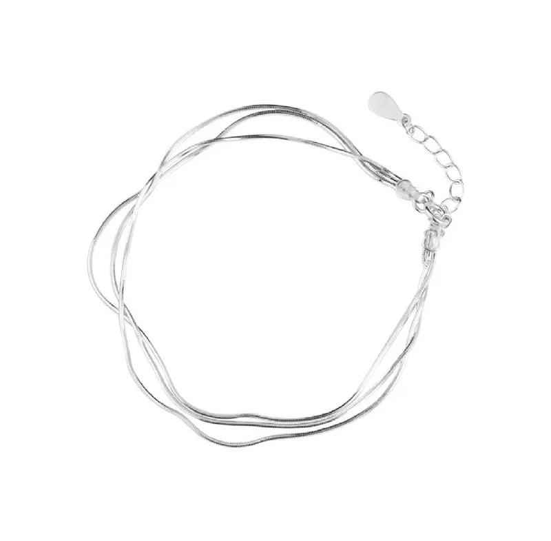 Bangles with herkimer diamonds for raw clarity -STRANDED - Sterling Silver Layered Accent Bracelet