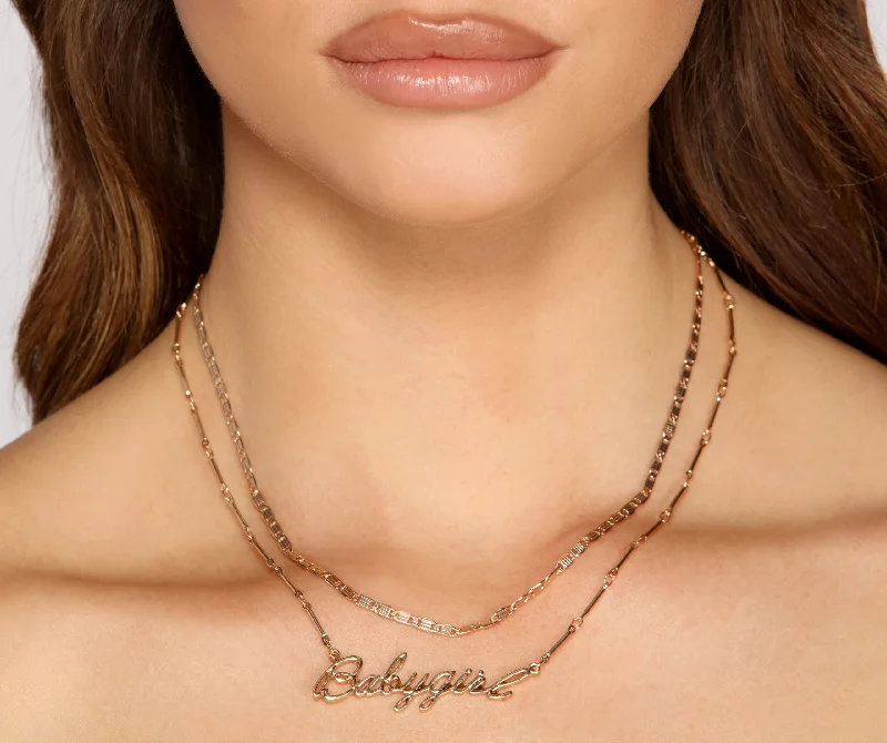 Stunning necklaces and pendants with birthstone pendants for a personal touch-Babygirl Two Layer Necklace