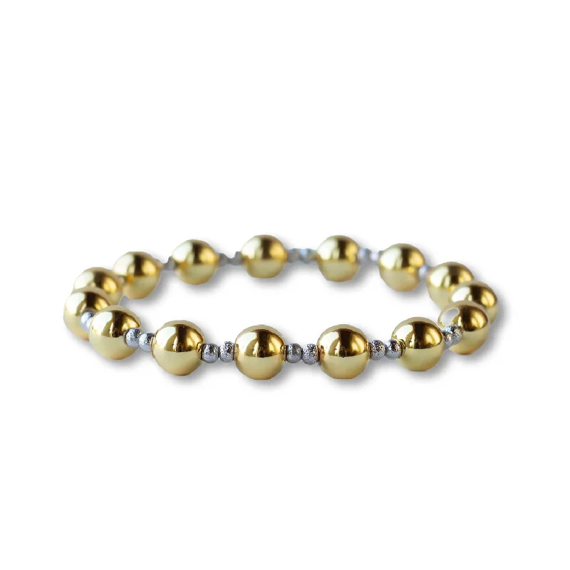 Bracelets with raw moonstone for mystic beauty -Gold Stretch Bracelet: Duo Mixed Metals