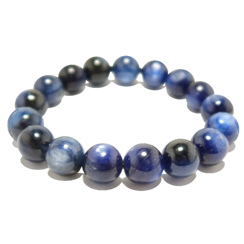 Bracelets with spiral ruby for striking twist -Kyanite Bracelet Dark Blue Flash Dance Beads