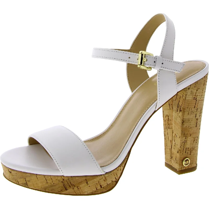 Stylish sandals for women with unique buckle details and flat design-Sandals for work with comfortable footbeds -MICHAEL Michael Kors Womens Minnie Leather Cork Heels