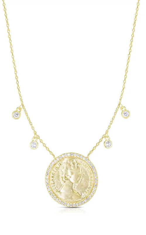 Unique necklaces and pendants with vintage-inspired designs for timeless appeal-CZ Pavé Vintage Coin Necklace