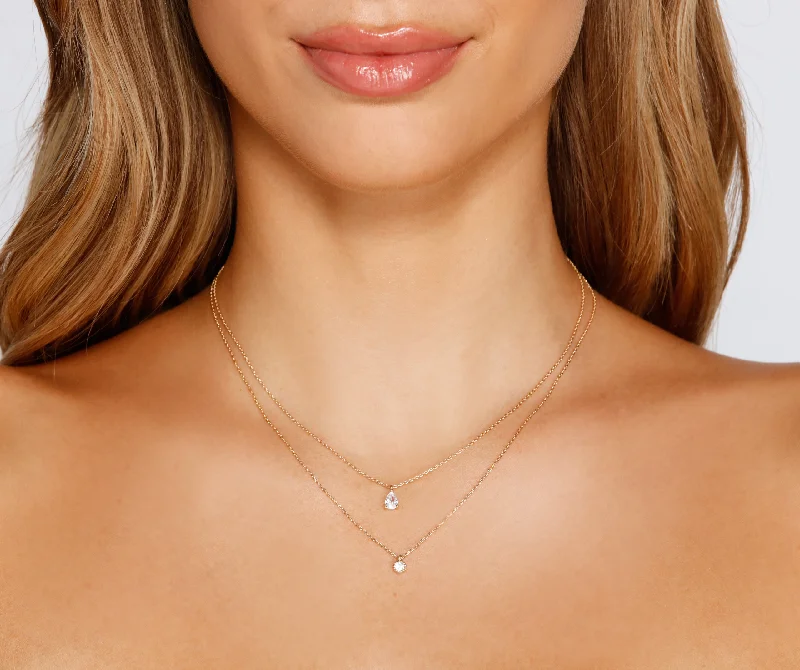 Necklaces and pendants with geometric pendants for a clean, contemporary design-Dainty Details Cubic Zirconia Teardrop Necklace