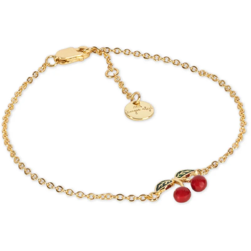 Bracelets with polished turquoise for boho style -Konges Sløjd Cherry 24K Gold Plated Cherry Bracelet