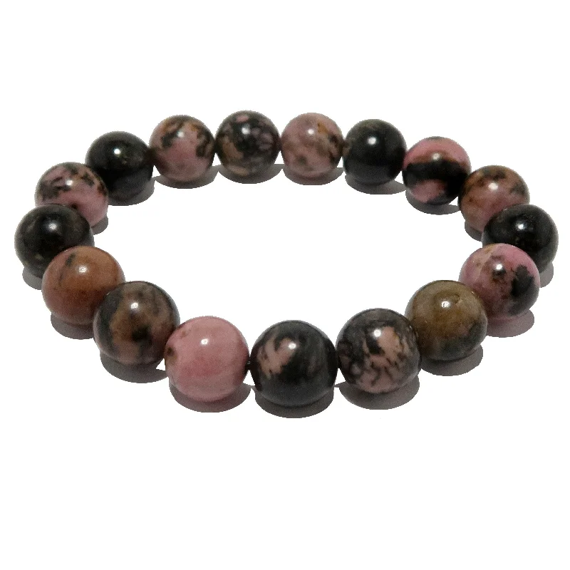 Bangles with sleek matte finish for subtlety -Rhodonite Bracelet Pink Black Social Superstar Stone