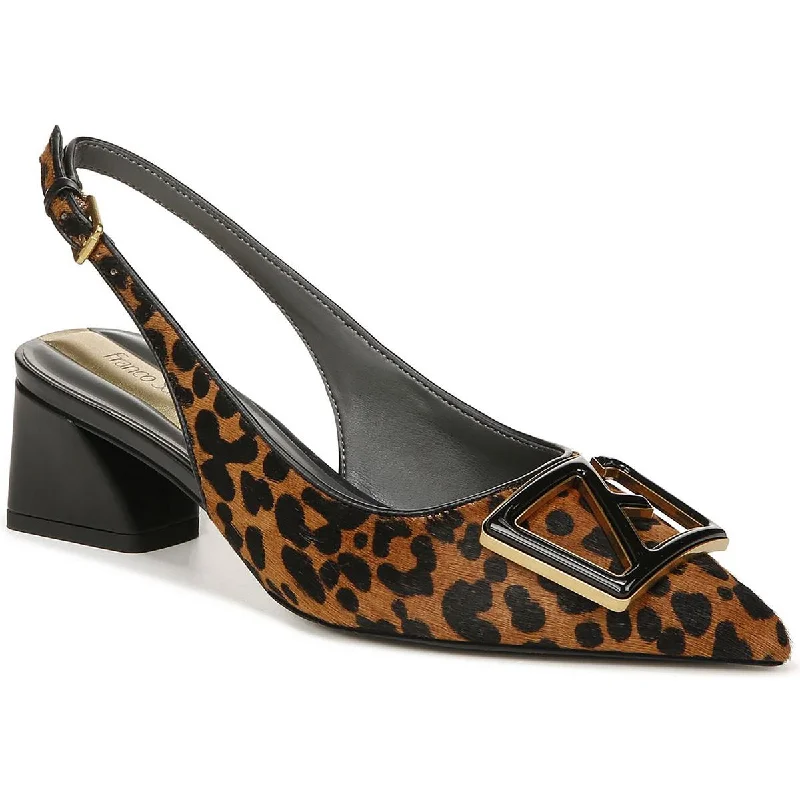 Trendy sandals for women with lace-up details and bold color accents for style-Sandals with textured soles for better grip -Franco Sarto Womens Racer 5 Calf Hair Animal Print Slingback Heels