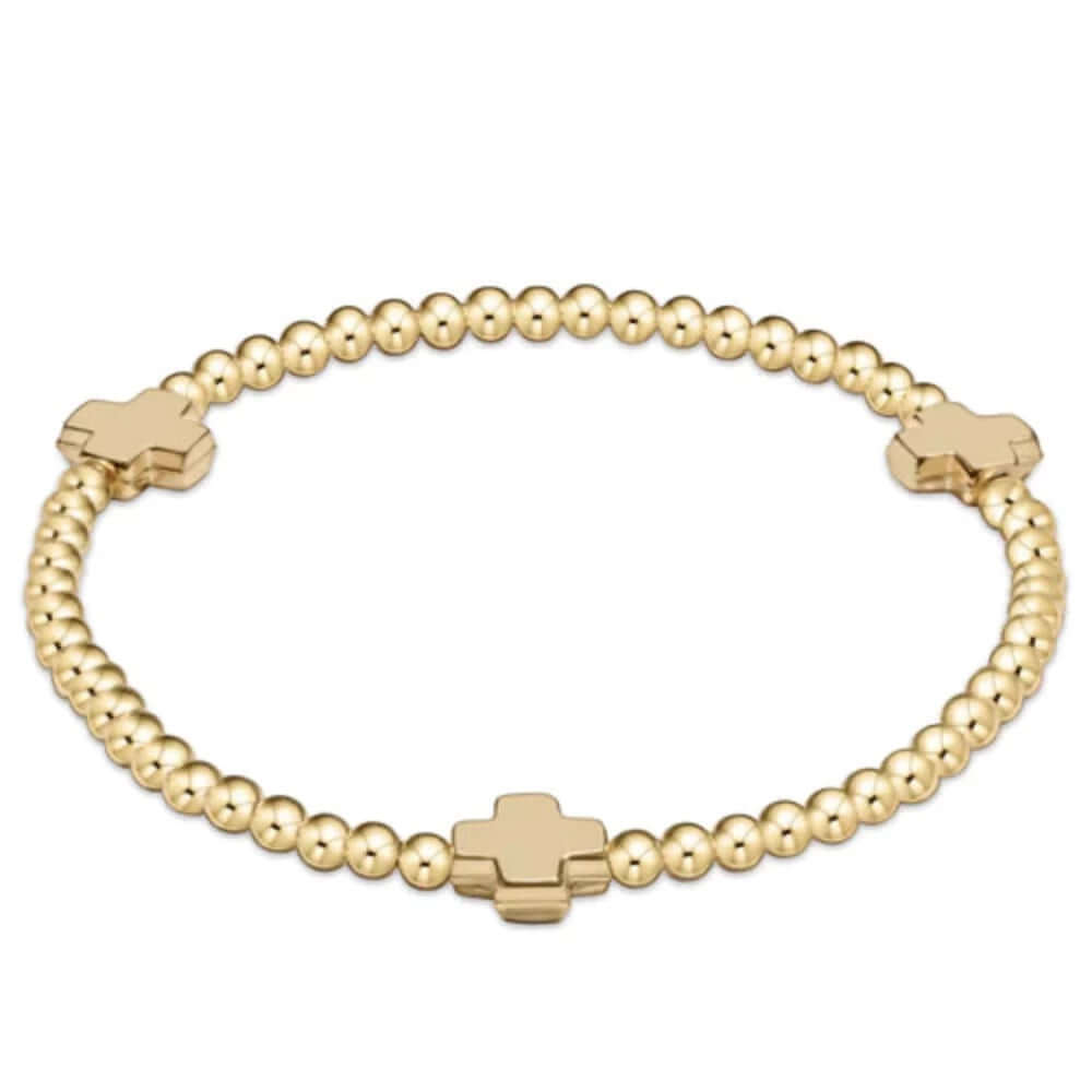 Bracelets with floral sapphire for romantic glow -ENewton 3mm Gold Signature Cross Bracelet