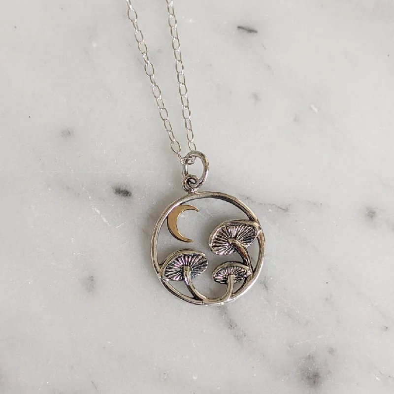 Necklaces and pendants with sun and moon motifs for a celestial-inspired design-Moonlit Mushroom Necklace