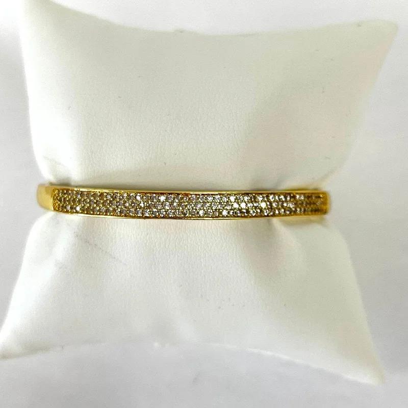 Bangles with personalized initial charm engravings -Delicate CZ Cuff Bracelet