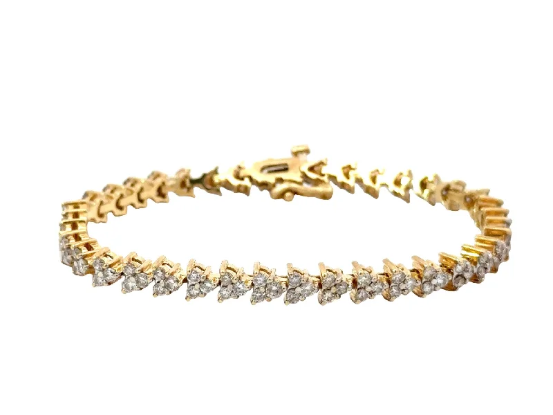 Rose gold bracelets with sleek minimalist designs -14k Yellow Gold Diamond Triangle Tennis Bracelet