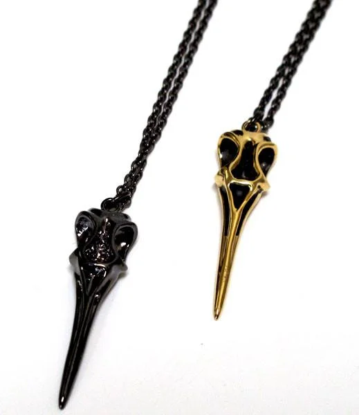 Necklaces and pendants with leaf-shaped designs for an earthy, organic feel-Hummingbird Skull Necklace Black Rhodium