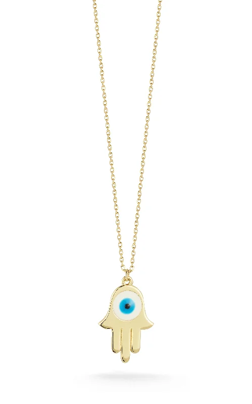 Necklaces and pendants with abstract shapes for a modern, creative appearance-Enamel Hamsa Necklace