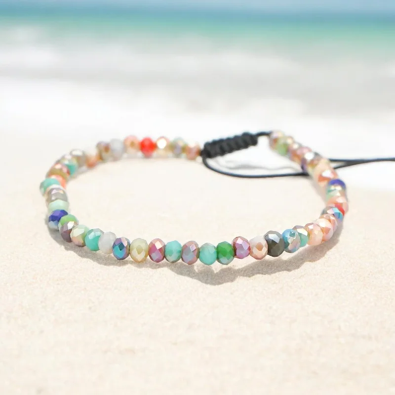 Bracelets with fluorite stones for rainbow hues -SKYLINE - Glass Bead Accent Bracelet