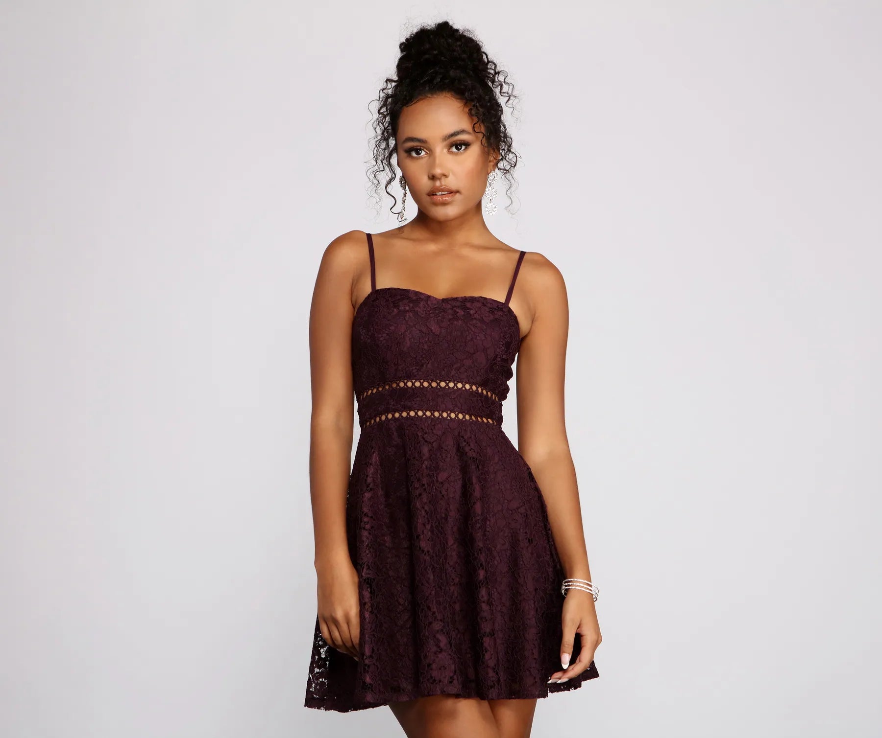 High-waisted Dresses for Flatter -Sweet Darling Lace Mini Dress