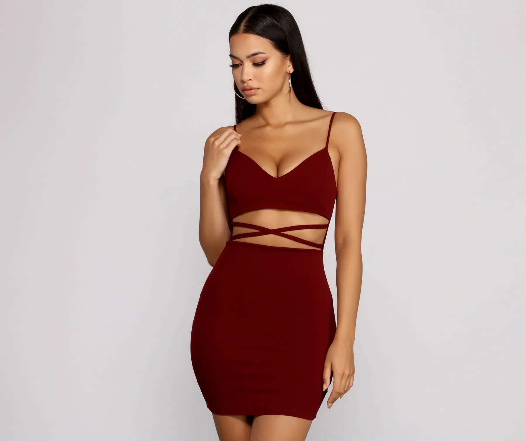 Wrap Dresses for Adjustable -Go All Out Waist Cut Out Crepe Mini Dress