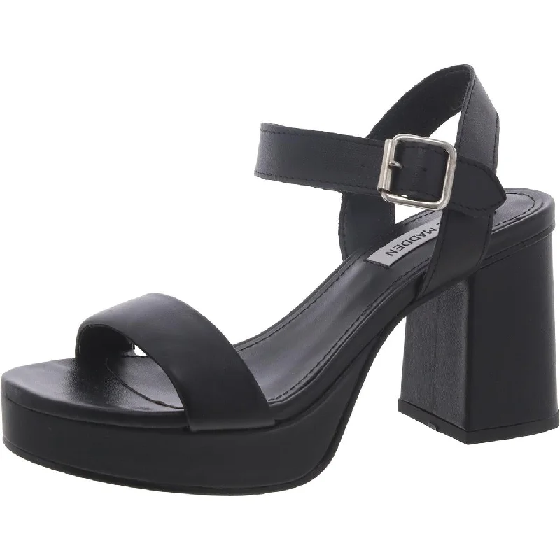 Stylish sandals for women with metallic leather straps and cushioned footbed-Sporty sandals with adjustable straps for outdoor activities -Steve Madden Womens Faux Leather Block Heel Platform Heels