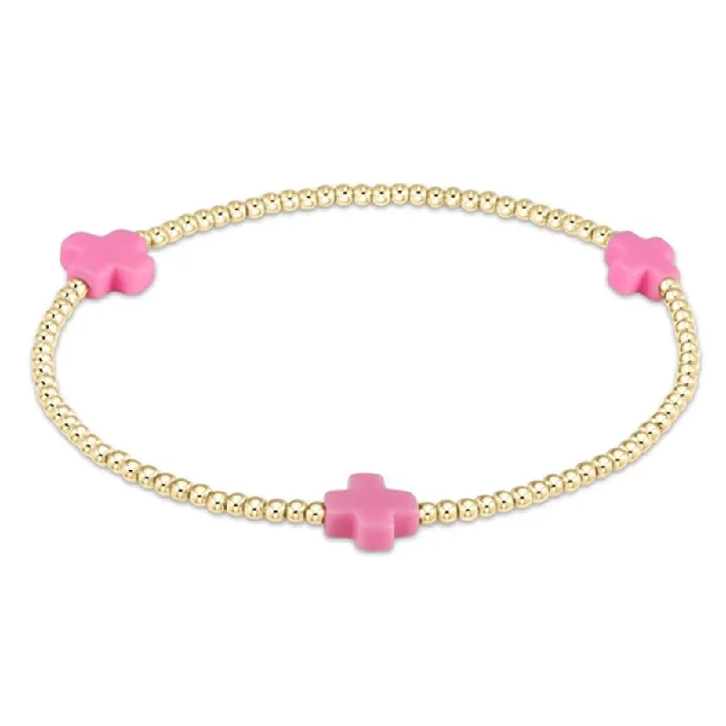 Bracelets with pave ruby for dazzling sparkle -ENewton 3mm Bright Pink Gold Signature Cross Bracelet