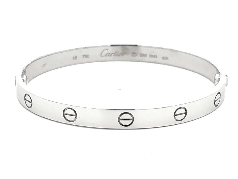 Bracelets with emerald stones for green luxury -Cartier Love Bracelet in 18K White Gold Size 19