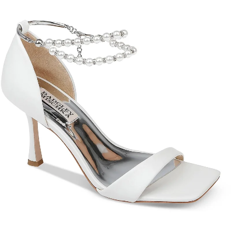 Elegant sandals for women with metallic straps and open-toe design for parties-Sandals with elastic straps for comfort -Badgley Mischka Womens Loretta Leather Open Toe Heels