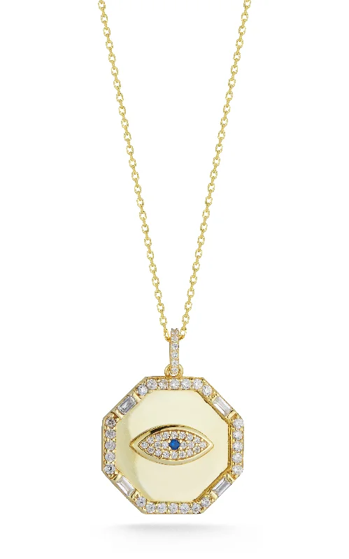 Elegant necklaces and pendants with diamond accents for added sparkle-Evil Eye Medallion Necklace