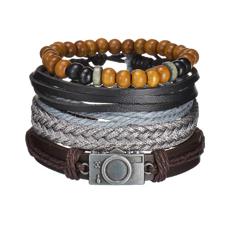 Bracelets with tourmaline gems for vibrant color -Mens Modern Multilayered Bracelet