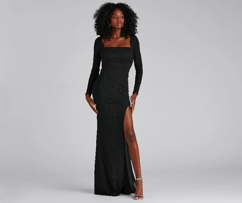 Christmas Dresses for Holiday -Viv Formal High Slit Glitter Dress