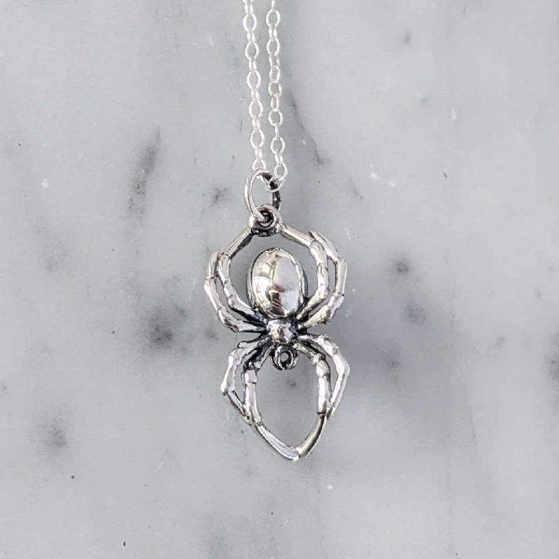 Best necklaces and pendants with zodiac signs for a celestial, astrology-inspired vibe-Sterling Spider Necklace