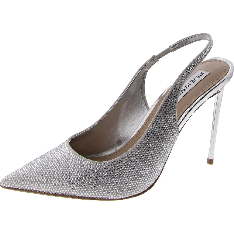 Elegant sandals for women with metallic straps and open-toe design for parties-Sandals with memory foam for ultimate comfort -Steve Madden Womens Mariah Rhinestone Pointed Toe Slingback Heels