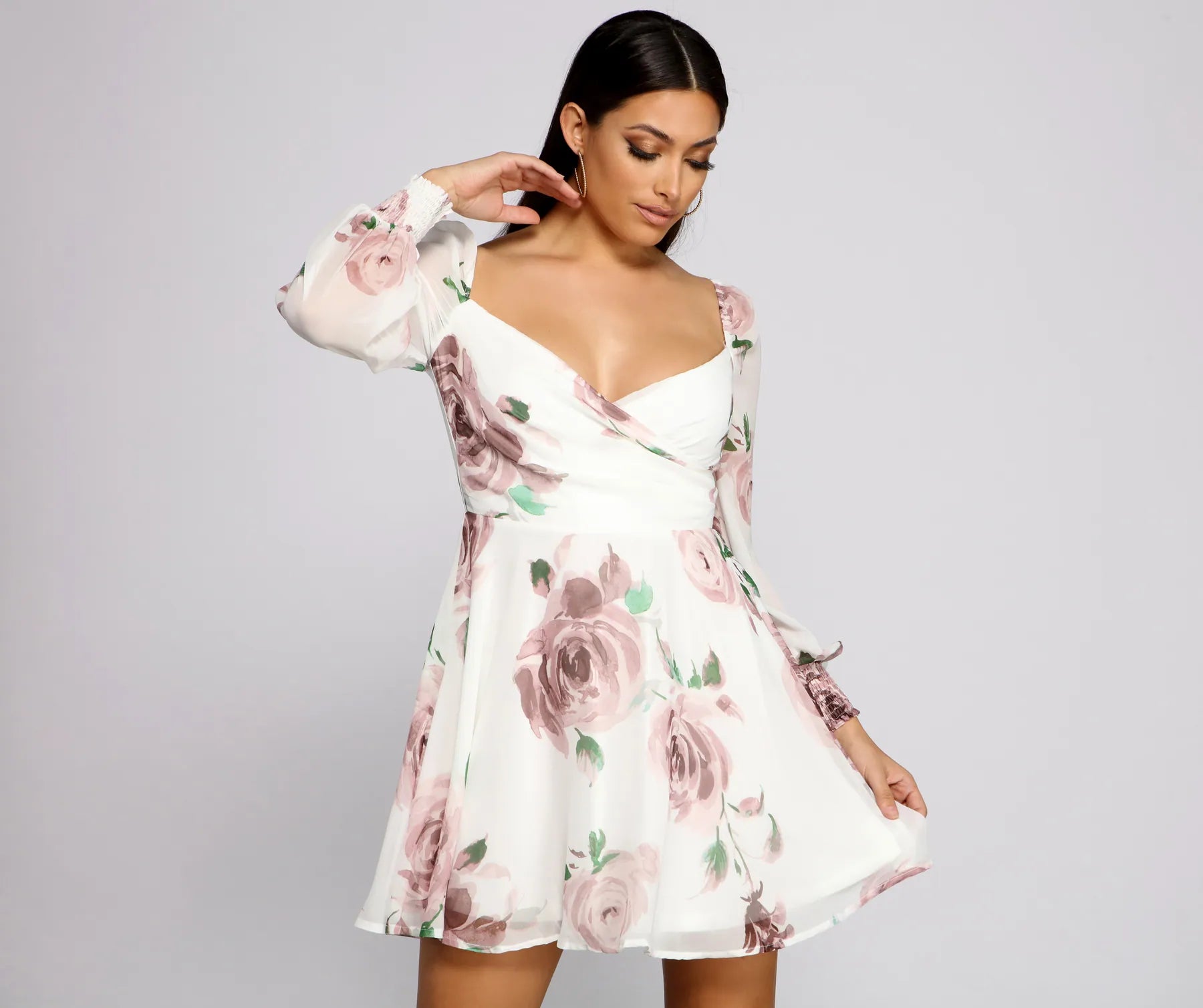 Minimalist Dresses for Simplicity -Flowy Feels Floral Chiffon Mini Dress