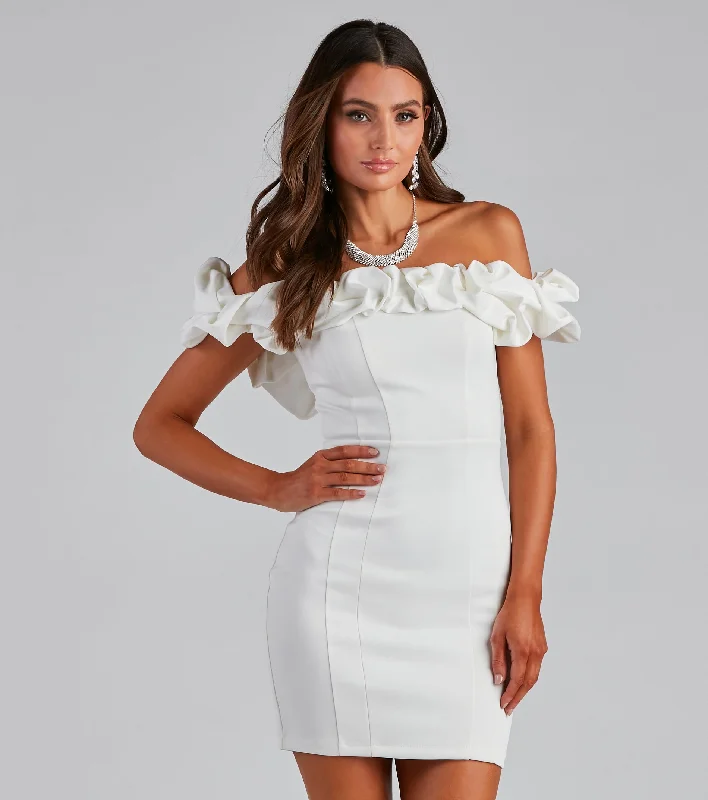 Lace Dresses for Delicate -Kiari Formal Off the Shoulder Ruffled Dress