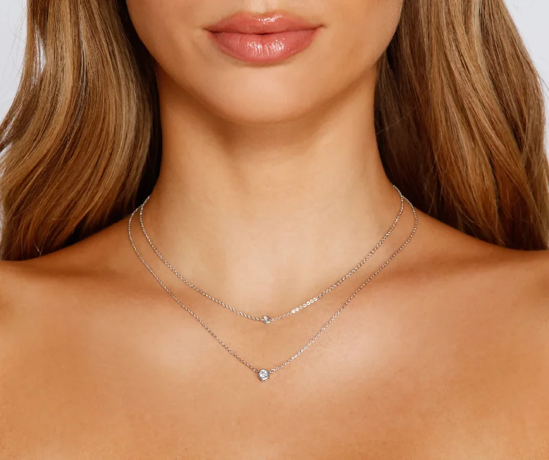 Stylish necklaces and pendants with diamonds for a glamorous and elegant look-Layered Glamour Cubic Zirconia Necklace