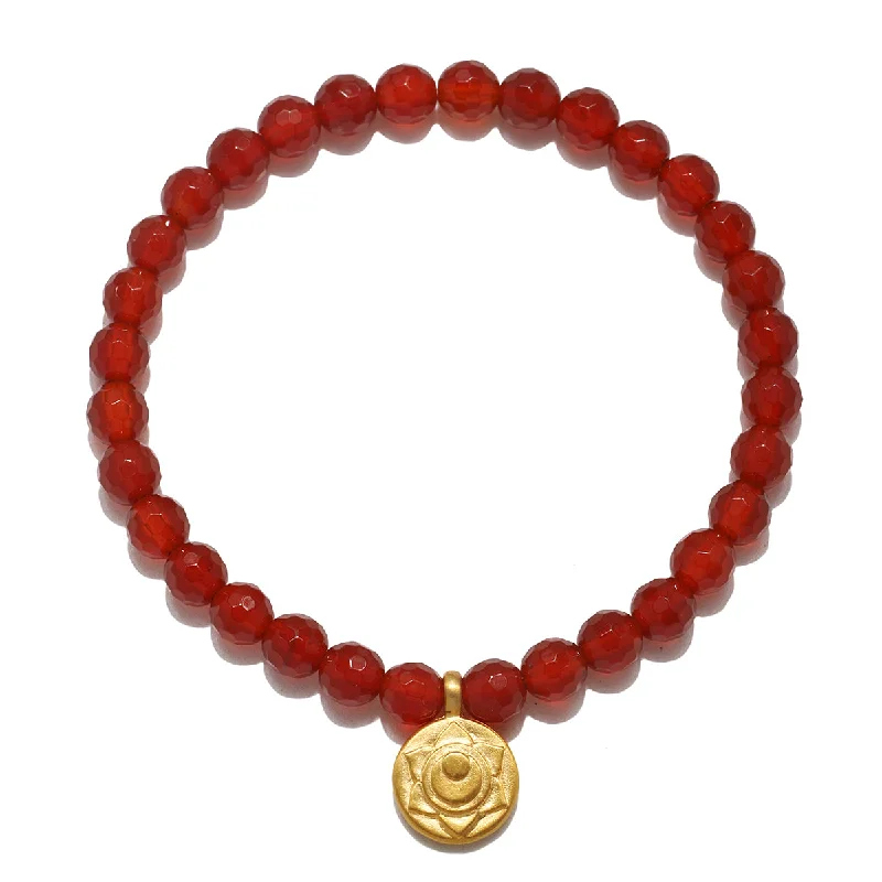 Gold bracelets with delicate diamond charm accents -Sacral Chakra Carnelian Stretch Bracelet