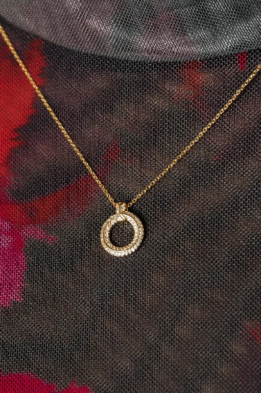 Necklaces and pendants with infinity love symbols for an eternal, romantic gesture-Gold Pavé Hoop Pendant Necklace - FINAL SALE