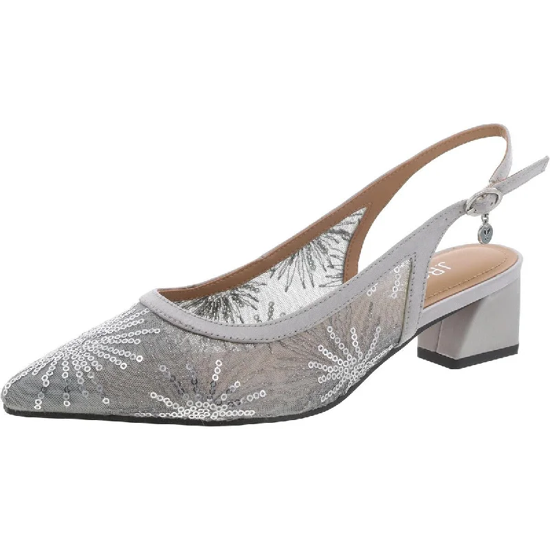 Comfortable sandals for men with textured footbed and durable straps for long wear-Chic sandals with pearl details for a sophisticated look -J. Renee Womens Sequined Pointed toe Slingback Heels