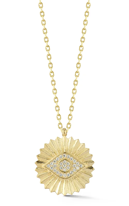 Layered necklaces and pendants for a trendy and fashionable stacked look-Evil Eye Medallion Necklace