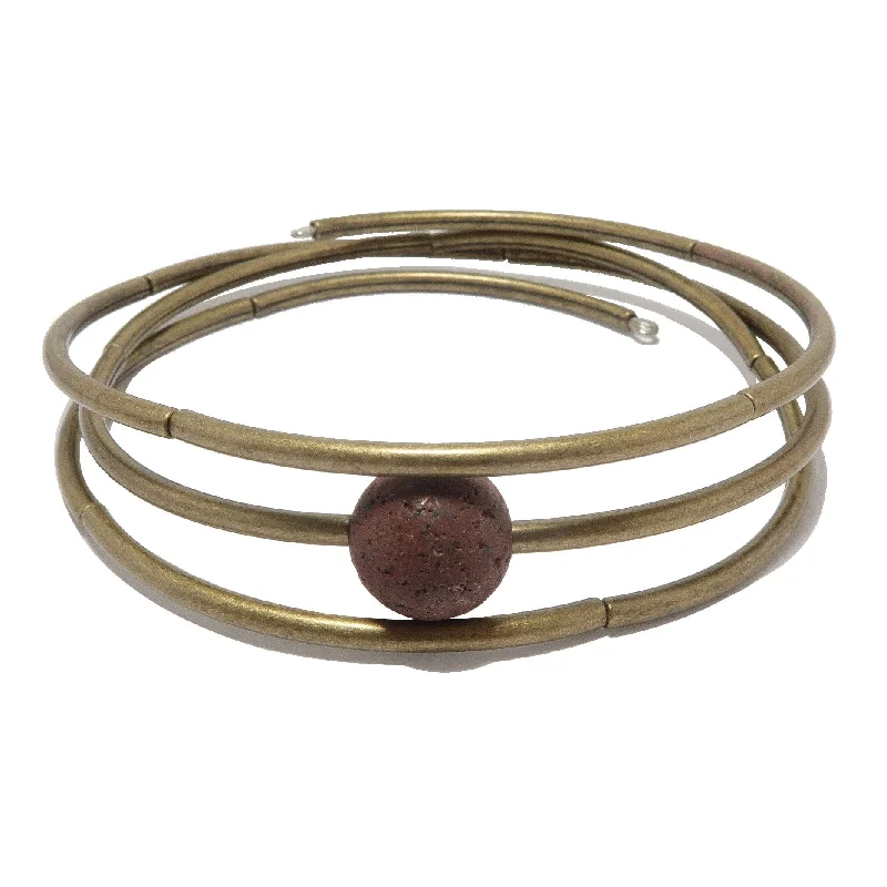 Bracelets with citrine stones for warm tones -Lava Bracelet Red Magma Earth Core Memory Wire Coil