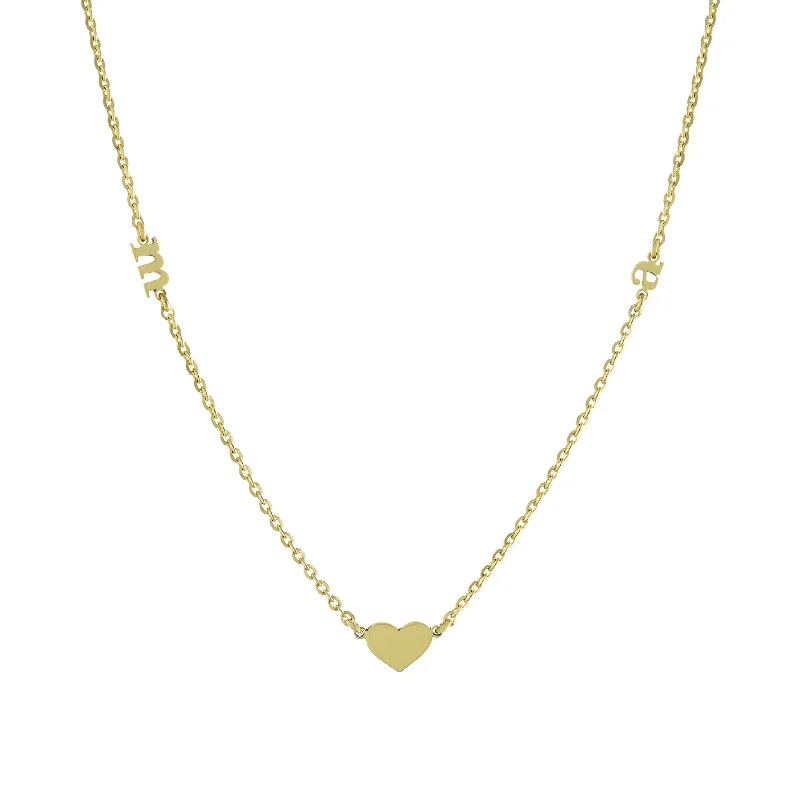 Unique necklaces and pendants with vintage-inspired designs for timeless appeal-Double Initial Heart Necklace