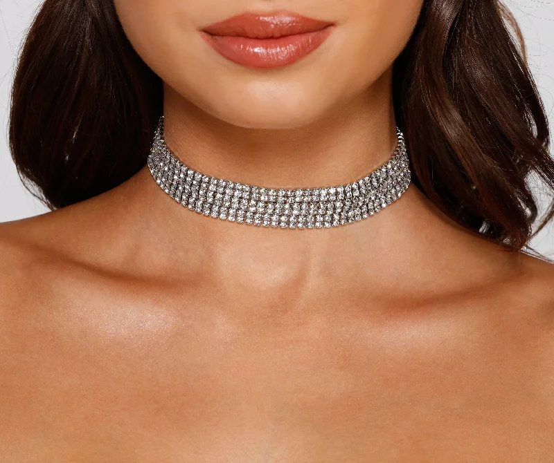 Stunning necklaces and pendants with aquamarine stones for a serene effect-All About Luxe Rhinestone Choker Multi Pack