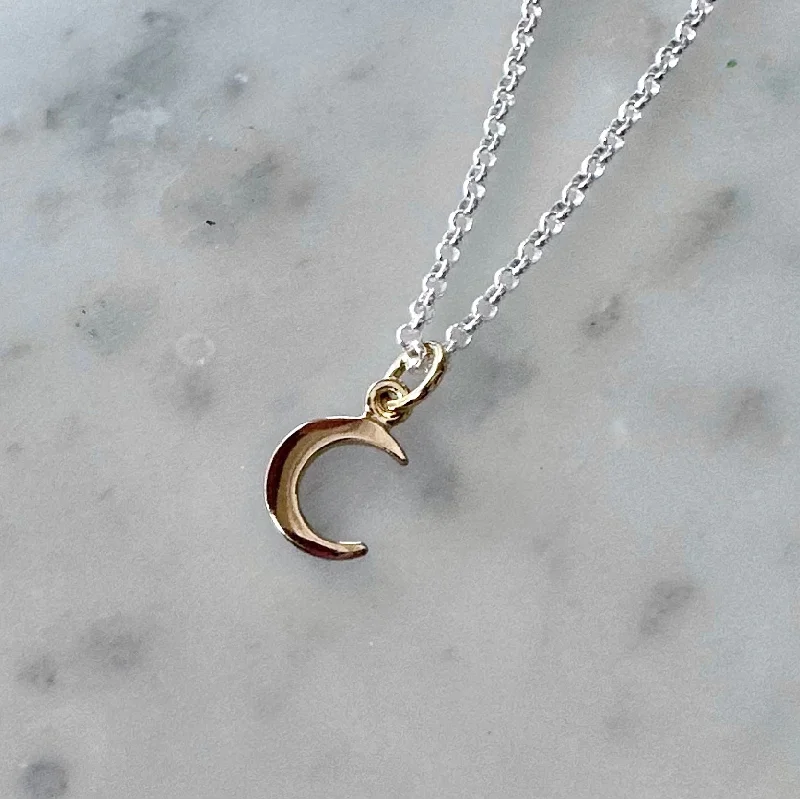 Best necklaces and pendants with butterfly pendants for a delicate, light style-Mini Bronze Crescent Moon Necklace