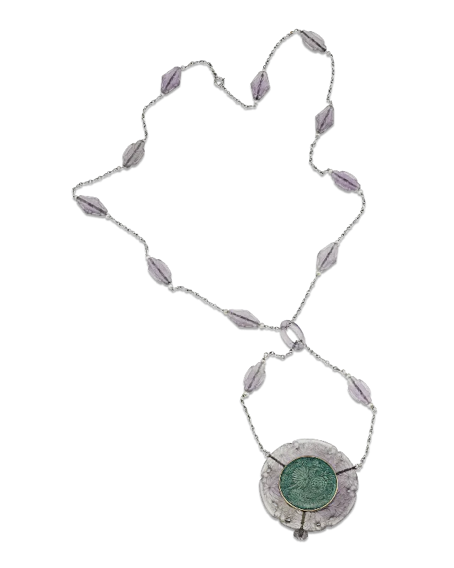 Best necklaces and pendants with seashell designs for a tropical, beachy vibe-Fréres Amethyst and Enamel Art Deco Pendant