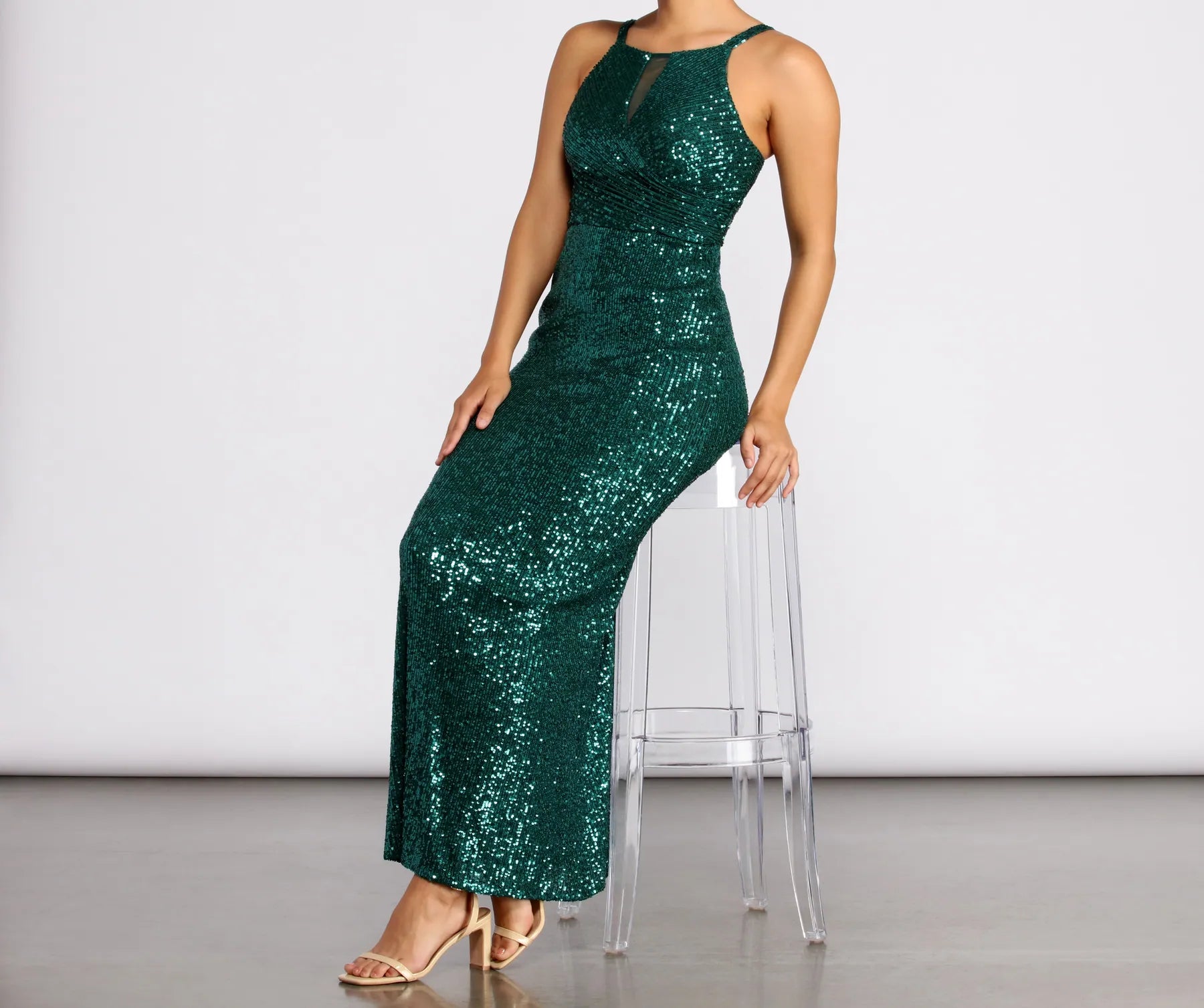 Long-sleeved Dresses for Coverage -Angelina Formal Sequin Dress